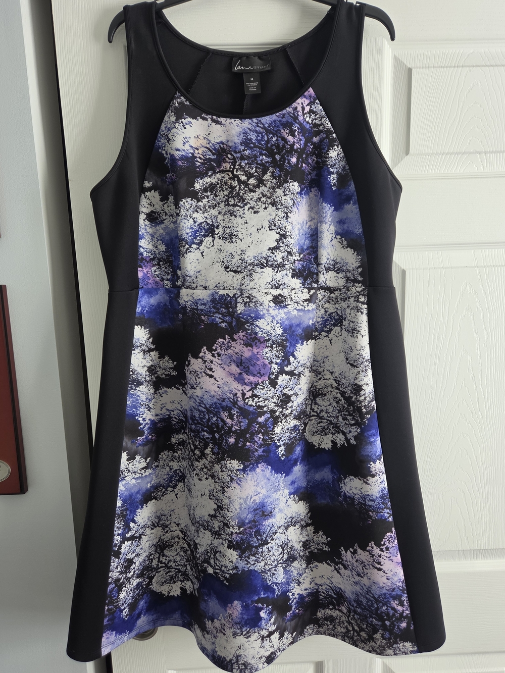 Lane Bryant Black Dress with Blue, Purple & White Accent 18/20